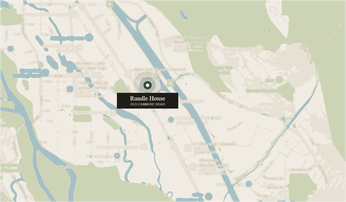 Map of Canmore showing Rundle House on Old Canmore Road